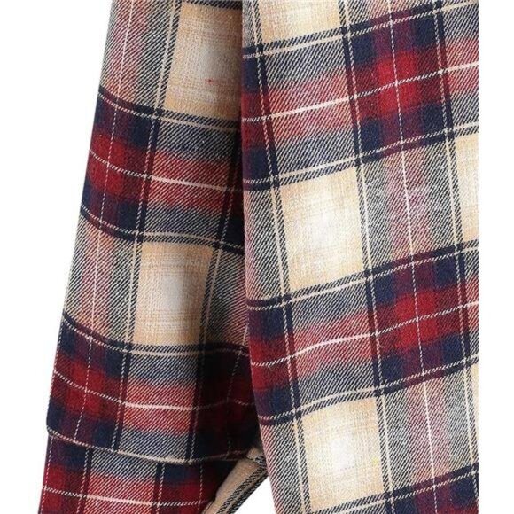 Plaid Fleece Lined Hooded Jacket Button Up Oversized Fuzzy Coat Checkered - Picture 4 of 5